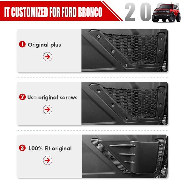 Front Door Storage Pockets Ford Bronco Accessories 2021 2022 2023 2024 Side Pock - Picture 12 of 14